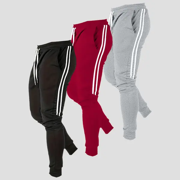 Men’s Fleece Stripe Jogger Pants - Sporty Chic, Relaxed Fit, Soft Skin-Friendly Fabric, Pants for Athletes, Jogger + Lounge Wear for Leisure & Sports, Men's Pants, Stripe Men's Pants