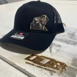 Trump hat richardson 112 all black camo leather Cartoon Character