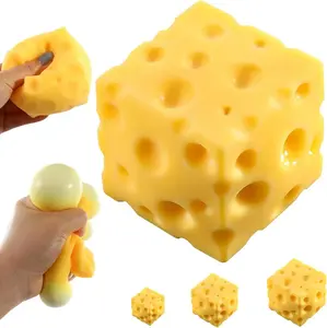 Cheese Block Squeeze Toy, Squishies Stress Relief Fidget Toy, Stress Balls for Adults, Stress Relief Gifts, Stocking Stuffer Gifts for Birthday (2.8 inch),summervibes