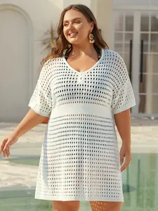 BloomChic Plus Size Women's Swimsuit Cover-Up [M-6X] - Curvy Mom Clothing with Cut-Out, Waist-Cinched Button Detail, 2026 Summer Beach Outdoor Wear Swimweek