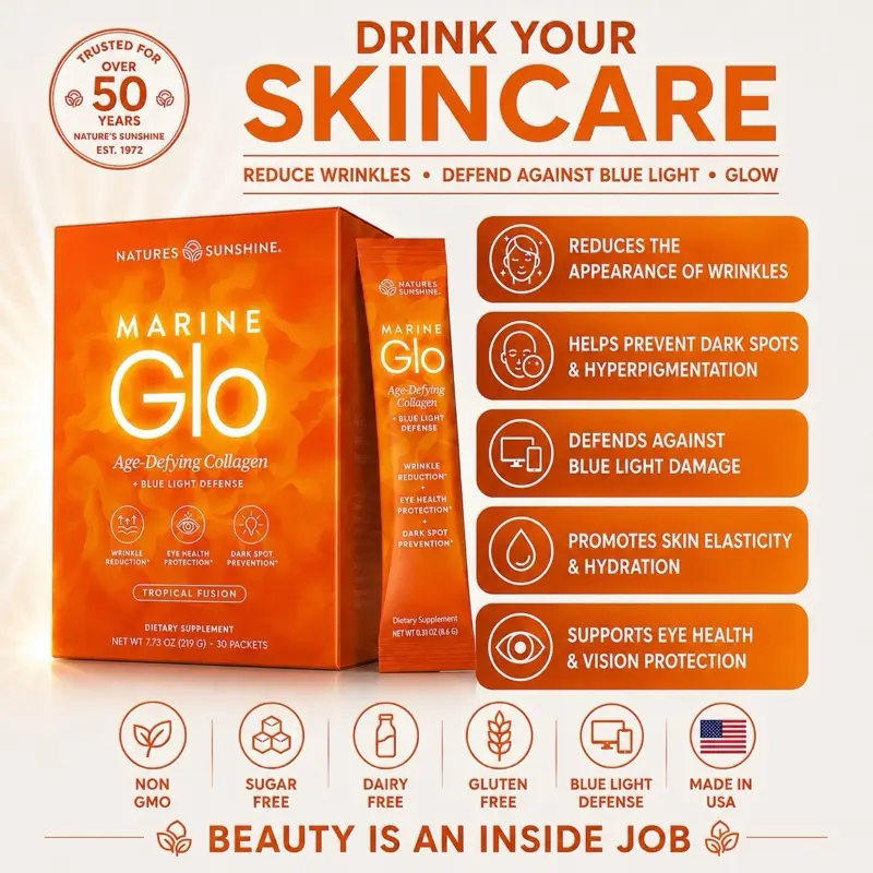 Marine Glo Collagen-Reduce Wrinkles, Defend Eyes & Skin Against Blue Light Damage - 30 Stick Packs