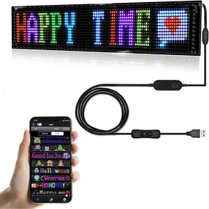 Scrolling LED Sign,LED Signs for Business,Programmable Flexible Digital Sign, APP,DIY Animations,Text, Graffiti (27''x5'')