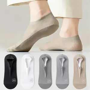 6 Pairs Men’S No Show Socks, Breathable Mesh Invisible Ankle Socks, Thin Summer Low Cut Non Slip Cotton Sole Anti Odor Short Socks For Men