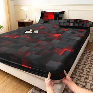 3D Geometric Pattern Bedding Set, 1 Count Bedspread & 2 Counts Pillowcase without Filler, Soft Comfortable Bedding Set for Bedroom & Guest Room, Decorative Bedsheet Sets