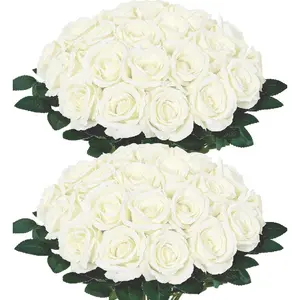 10/20/50 pcs Artificial Rose Howers LongStem Fake Silk Roses for DIY WeddingBouquet Table Centerpiece HomeDecor  Realistic Faux Flowers for Decoration, Suitable for Valentine’s Day, Mother’s Day, Halloween, Christmas, Floral Arrangements