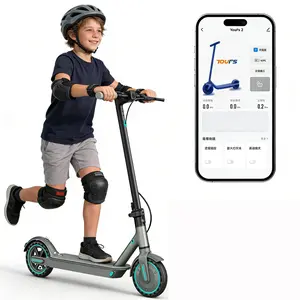 Entry-level electric scooter, 350W powerful motor, max speed 19 MPH, 8.5-inch honeycomb solid tires, 15-mile range, portable folding design, 3-speed modes, dual braking system and APP control, perfect for beginners.