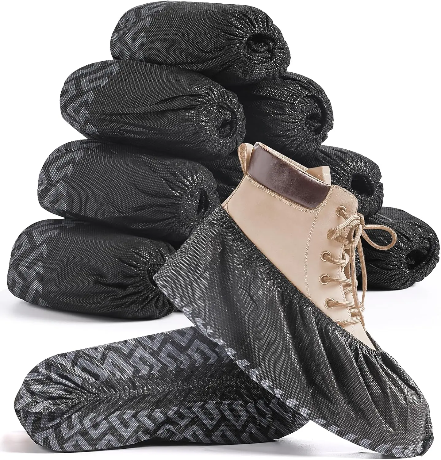 200-Pack 16.5in Lightweight Non-Slip Disposable Shoe Covers, One Size Fits Most, Floor & Carpet Protectors for Indoor Contractors