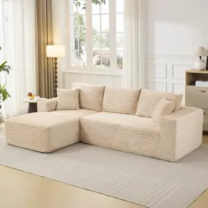 Cloud Couch - 108" Modern Modular Sectional Couch with l-Shape Chaise, Plush Corduroy Deep Seat Cloud Couch for Living Room and Bedroom – Ultra Soft & Supportive Boneless Design