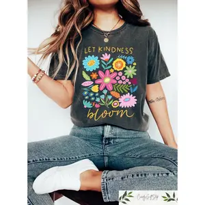 Let Kindness Bloom T-Shirt, Be Cool Be Kind Retro Flower Shirt, Be Cool Sweatshirt, Inspiration Women Sweater, Aesthetic Floral Kindness Tee