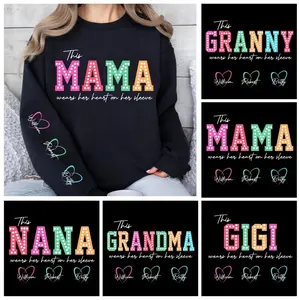 This Mama/Grandma/Nana Wears Her Heart on Her Sleeve Sweatshirt, Mama Bundle, Custom Kids Names Shirt, Mothers Day Gift, Gift for Her