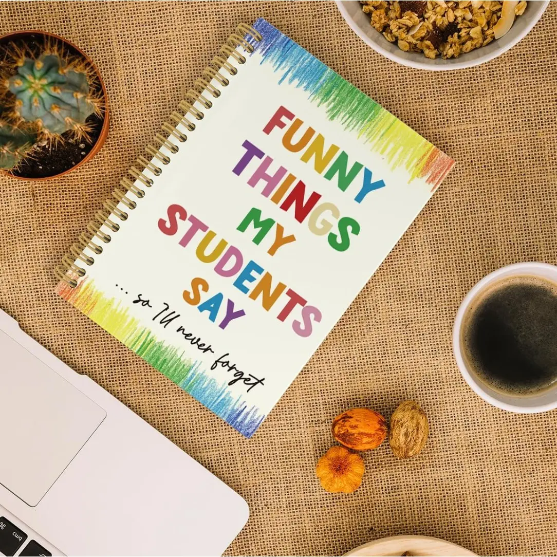 2d flat 5.5x8.3inch 1 pc Gifts for Teachers Spiral Notebook, Teacher Journal, Teacher Appreciation Gifts Notebooks College Ruled, Funny Things My Students Say Notebook, Funny Notepads for Office Stationery Supplies School A5 Spiral Bound Notepad