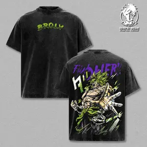 Broly The Legendary T-Shirt Anime Vintage Washed Graphic Tee DBZ Streetwear Heavy Cotton Shirt for Anime Fans Men Women Gym Pump Cover