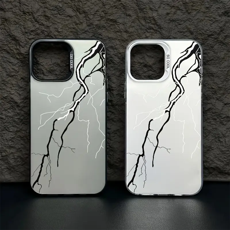 Lightning-Design Customized TPU Cellphone Casing - Durable, Shockproof, Anti-Slip, Lightweight, Stylish High-Quality Unisex Protection Accessory for iPhone 11,12,13,14 Plus,15,16,17 Pro Max Devices