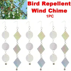 Decorative Reflective String, Garden Decoration Hanging Bell Wind Chime, Reflective Bird Deterrent String Bird Repellent, Outdoor Yard Decor, Ornamental Garden Accent, 1 Piece