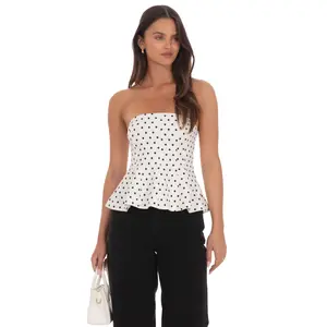 Strapless Peplum Top in Polka Dot