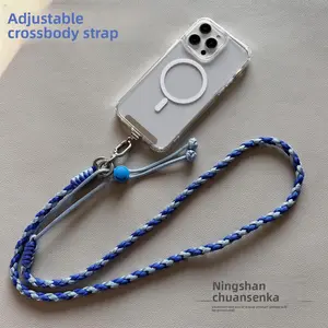 Mobile phone anti-theft crossbody adjustable back rope adjustable braided men's and women's back type with neck buckle clip metal strong anti-loss extended safety rope