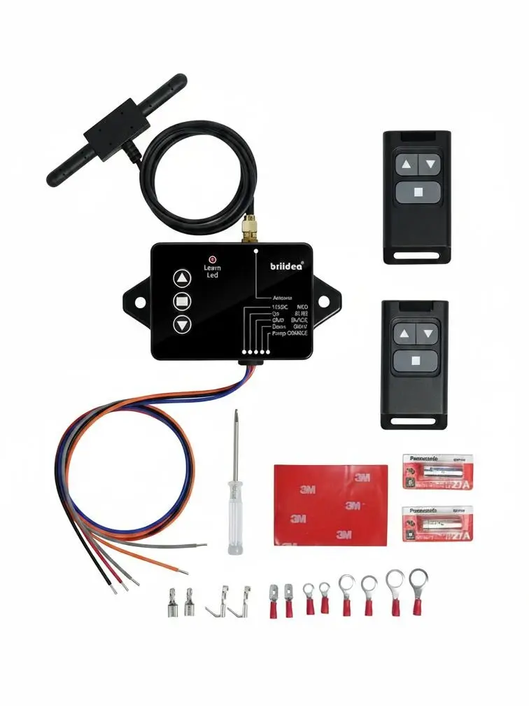 Briidea 12V Wireless Dump Trailer Remote Controller Kit - Hydraulic Tipper Hoist for 12v system, Compatible with 3-Wire & 4-Wire Trailers, 2 Transmitters, Full Wiring Accessories
