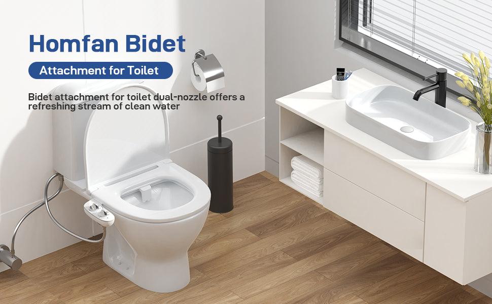 GARVEE Bidet Attachment for Toilet, Non-Electric Dual Self-Cleaning Nozzles for Feminine and Bidet Wash, Adjustable Pressure Control for Fresh Water Spray on Existing Toilets