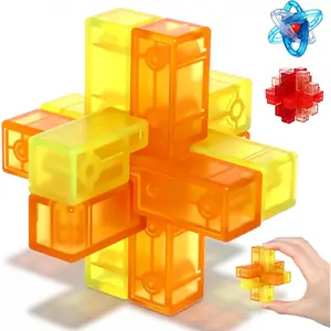 Plastic Brain Teasers Puzzles 3D Unlock Interlocking Puzzles Luban Lock for Adults Iq Logic Education Smart Lock Game Includes Manual(Basic)