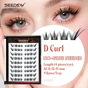 Seedew Fox Self-Adhesive Butterfly Wings Eyelash Clusters Eyelash Extensions 72 Clusters No Glue Need Fox Eye D Curl 12mm 15mm DIY Lashes Christmas Gift for Personal Use Festival Costumes Makeup Tools