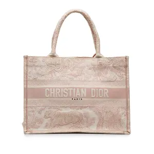 Pre-owned DIOR Canvas Tote Bags Medium Toile de Jouy Book Tote