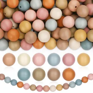Boho Style Silicone Round Beads, 50pcs/set 10 Colors Loose Beads, Bulk Colorful Spacer Beads for DIY Necklaces Bracelet Keychain Jewelry Making, Crafts, Jewelry Making Supplies, Boho Style Beaded
