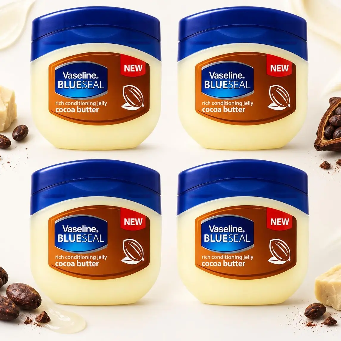 Vaseline Blue Seal Cocoa Butter Petroleum Jelly, Rich Conditioning Moisturizer for All Skin Types, Smooth Touch Body Cream, 50mL/1.7oz Multipack, Moisturizing, Beauty Products, Deep Moisture