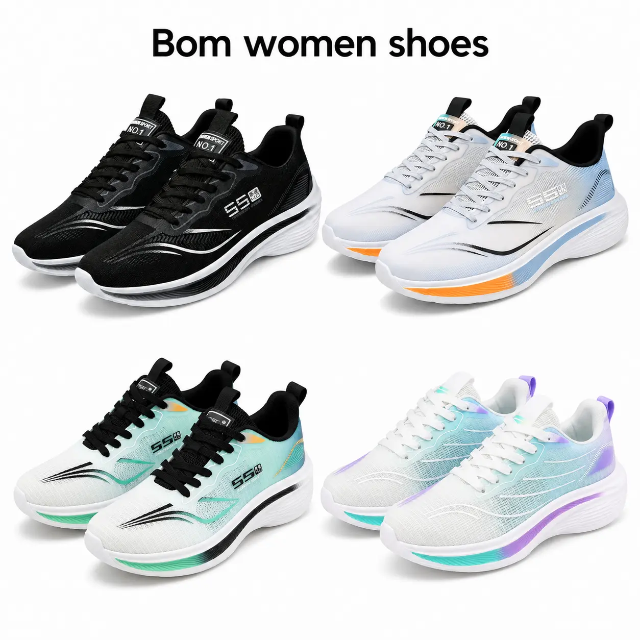 Bom Women's Shoes - Comfortable and Stylish Athletic Sneakers for Daily Wear and Sports Activities