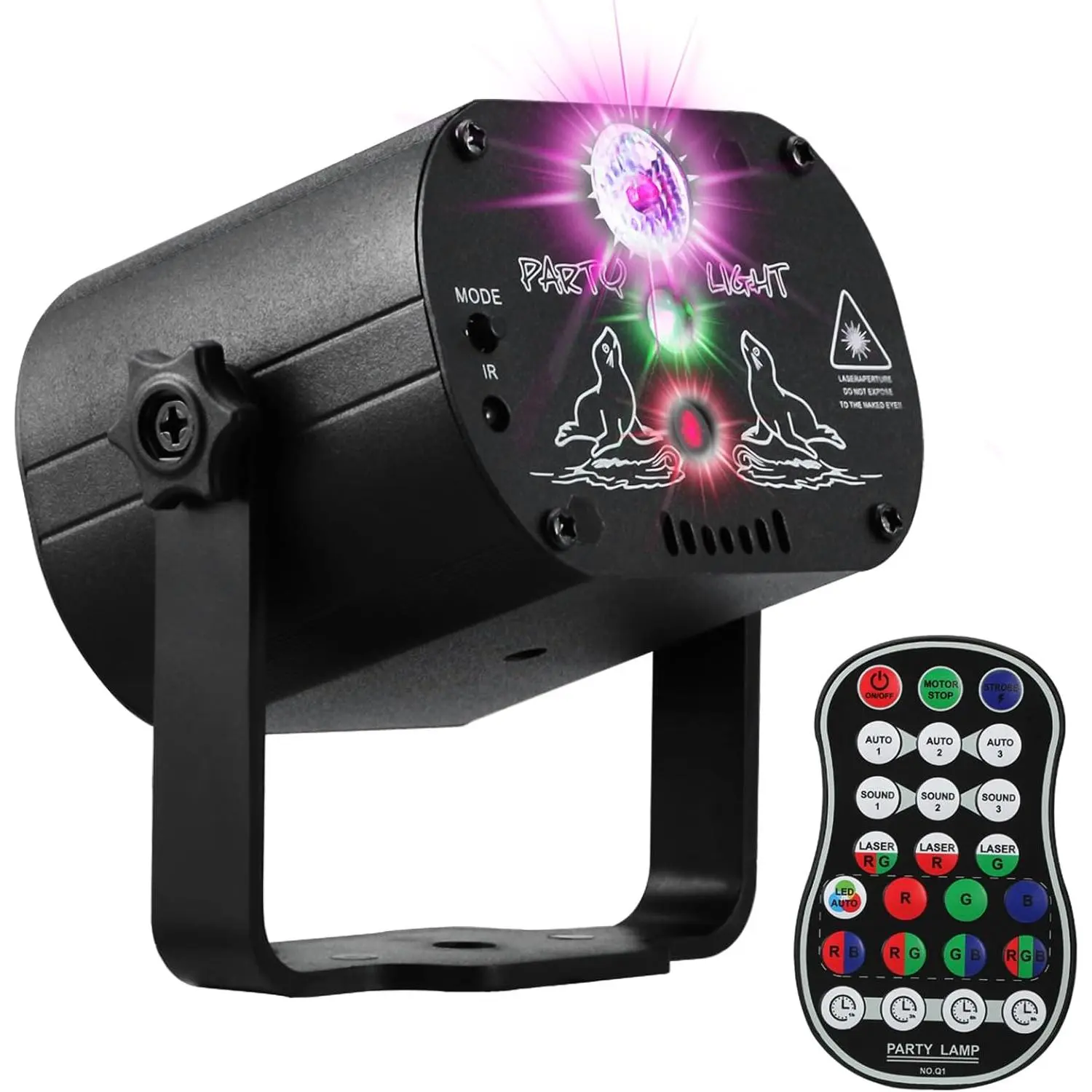 Party Lights 7 Color LED DJ Disco Laser Sound Strobe Projector with 60 Patterns RGB Effect for Christmas Halloween Decorations, Led Light Kit, Decorative Led Lights