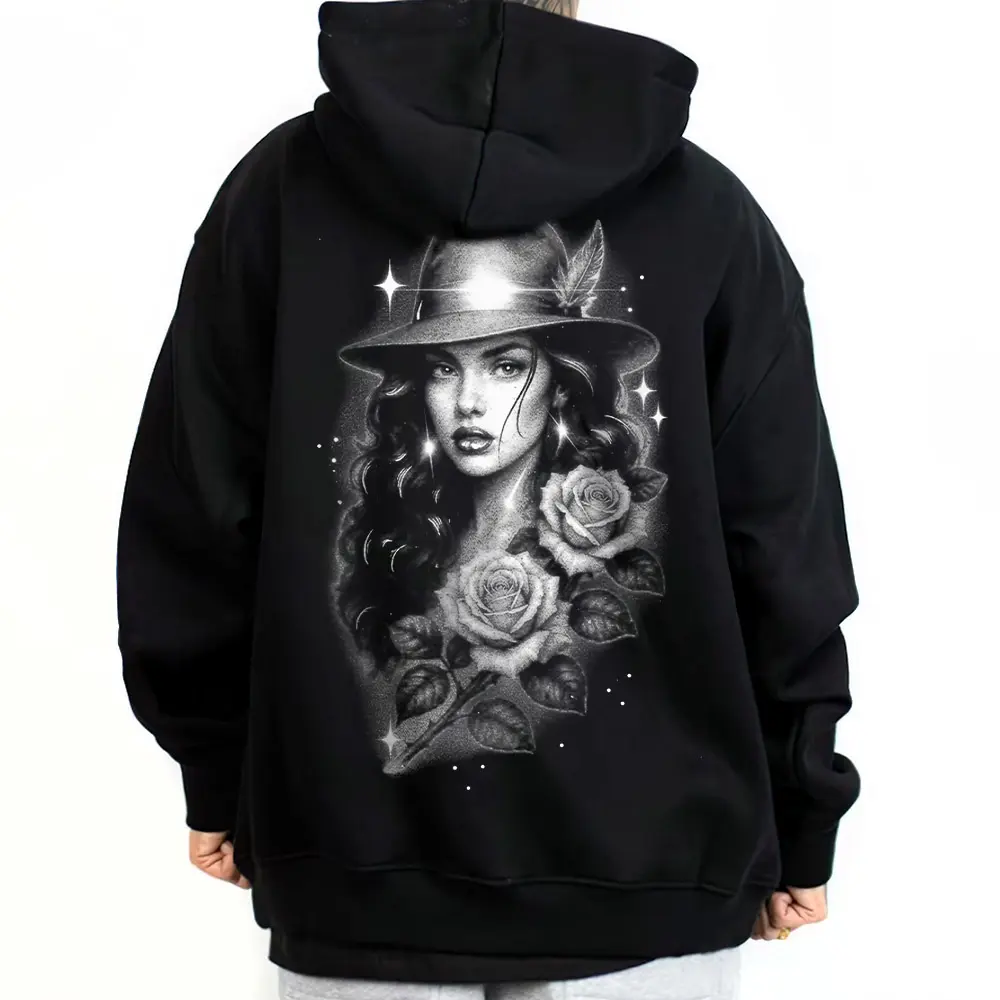 Rose Chicano Clothing, Gangster clothes, Chicana Art, Cholo Chola outfit, Streetwear hoodie, Full size, full color Cotton Fabric Man Menswear