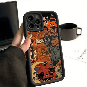 Pumpkin Pattern ​ ​ ​ Phone Case, Halloween Decorative Phone Protective Cover, Shockproof Phone Cases Compatible with iPhone 11 12 13 14 15 Pro Max