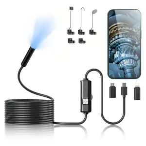 1080P HD Industrial Endoscope Inspection Camera - Handheld Waterproof Borescope with Built-In Screen, Adjustable LED Fill Light, 6 Replacement Accessories, 1m/5m Options, Automotive Special Tools, Diagnostic Tool for Lightning & Car Engine Repair