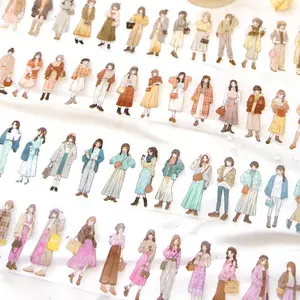 Cartoon Girl Pattern Washi Tape, 1 Roll 78.7inch Scrapbooking & Journal Making Tape, DIY Decorative Tape for Stationery & Greeting Cards, Scrapbook Materials