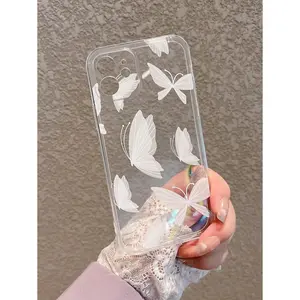 White Butterfly Wrist Strap Phone Case Suitable For IPhone17/IPhone17 Air/IPhone17 Pro/IPhone17 Pro Max/16 Pro Max/15 Pro Max/14 Pro Max/13 Pro Max/12 Pro Max/11 Pro Max