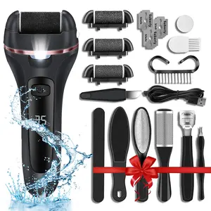 17-in-1 Electric Feet Callus Remover tool | Rechargeable & Waterproof Cuticle Pusher,Nippers | Foot Grinder Pedicure Kit with 3 Roller Heads | Smooth Cleansing Foot file pedi | Hard Cracked Dry Skin Treatment | Ideal Gift for Manicure & Nail Care Cleanser