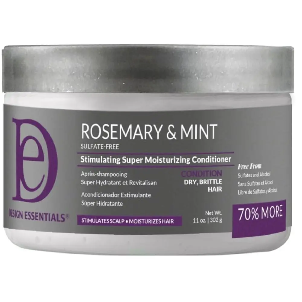 Design Essentials Rosemary & Mint Stimulating Super Moisturizing Conditioner, Hydrating Haircare for Dry, Thick & Brittle Hair, Sulfate-Free, 11 Oz, Moisturizer, Thick Hair, Deep Conditioner, 11Oz, Natural Blend, All Natural Ingredients, Wavy, Detangling,
