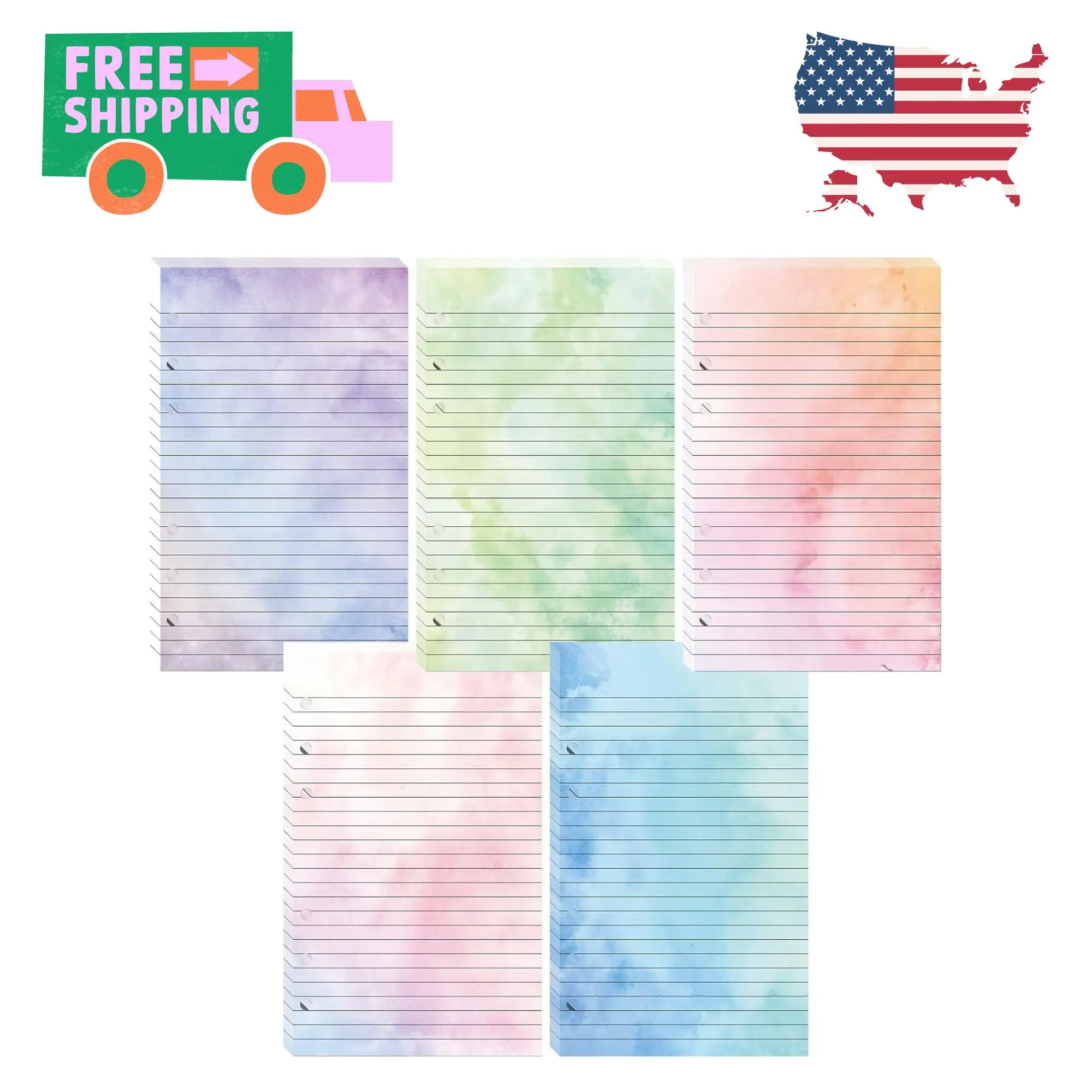 200 Sheets Gradient A5 Refill Papers for Planner Binder Insert, 120GSM Thick Loose Leaf Lined Paper