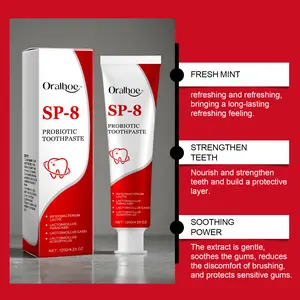 Sp-8 probiotic brightening white toothpaste for deep cleaning and care of teeth,oral care,whitening,stain removal,brightening white mint toothpaste