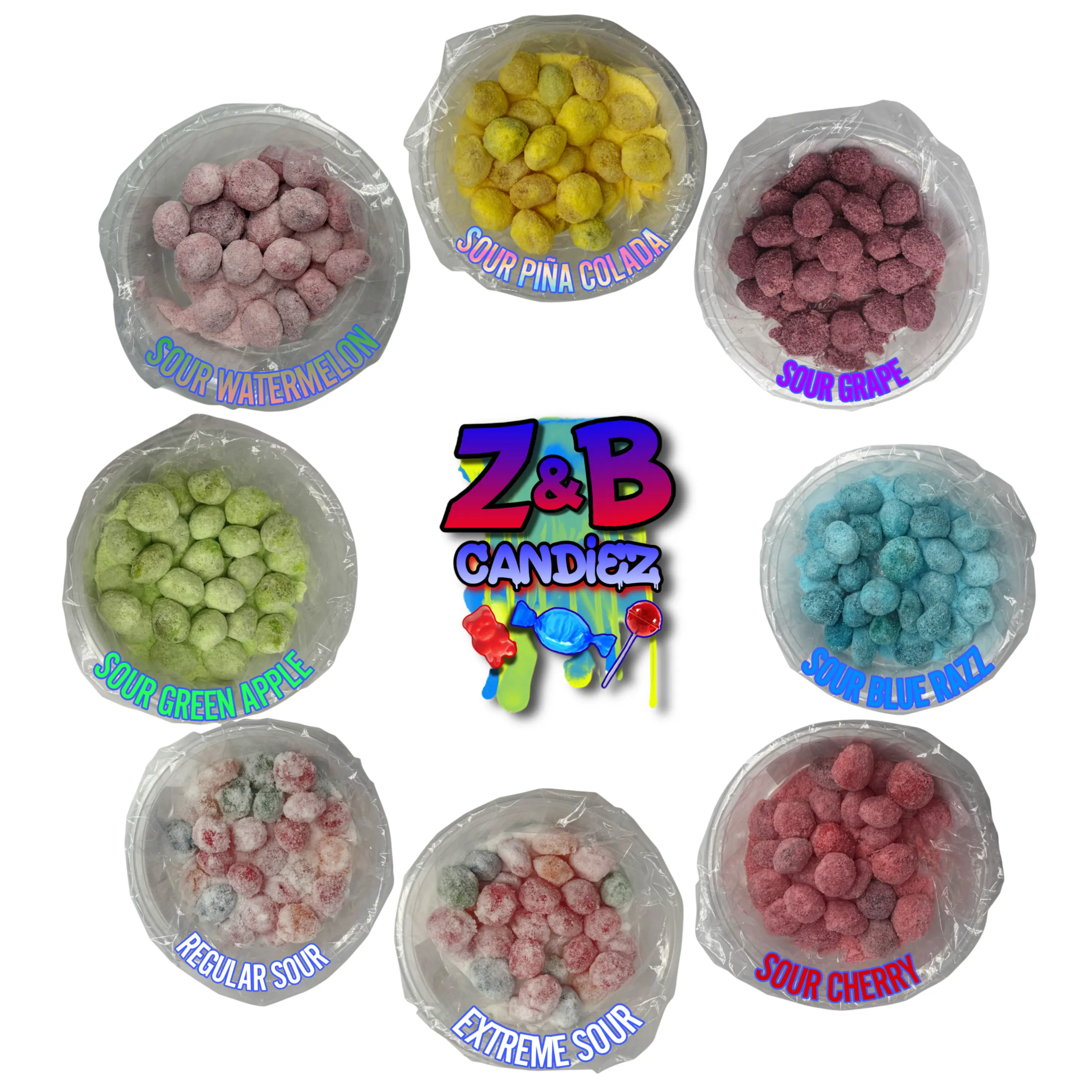 Z&B GUSHERZ SAMPLE SIZES (all flavors) Chewy Gummy Candies (sweet or sour)