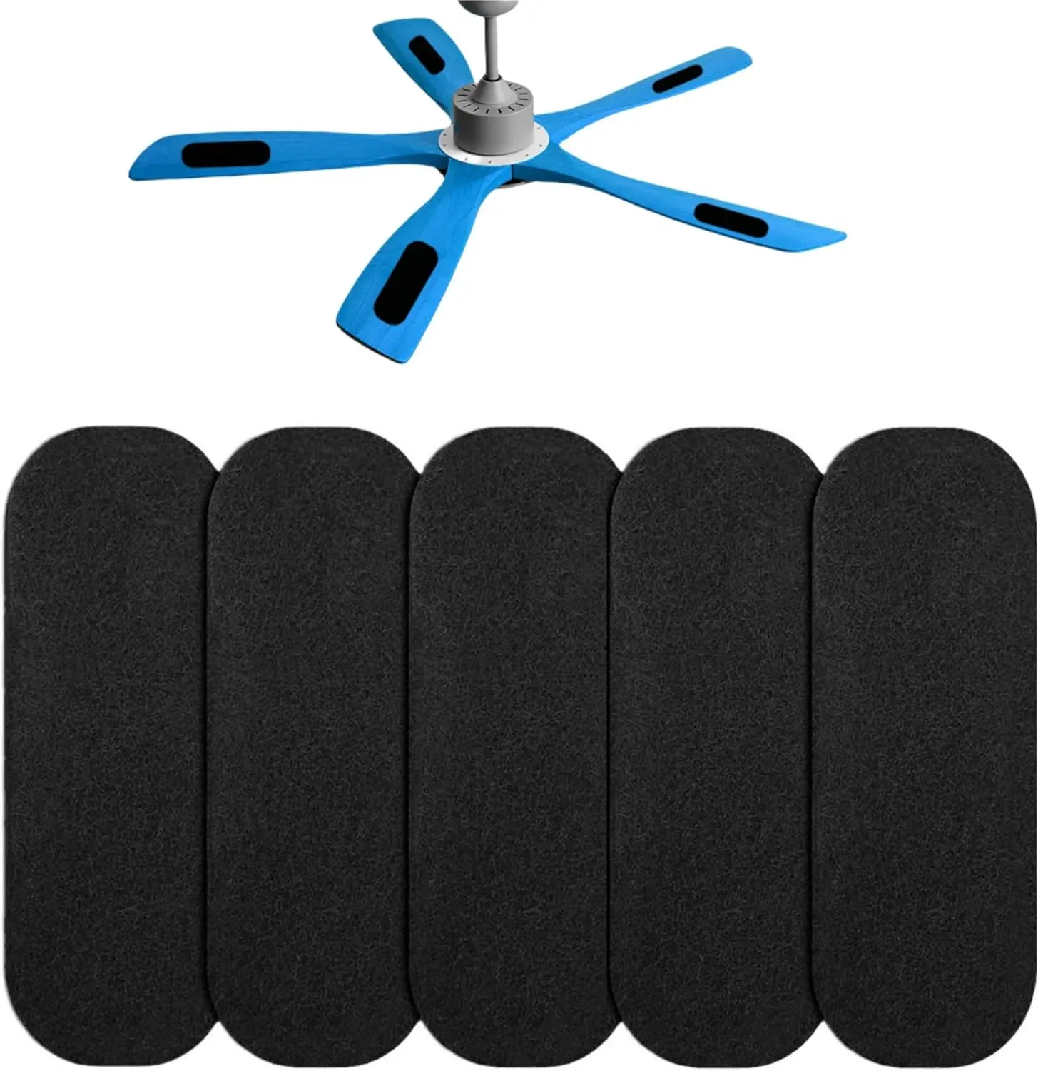 5-Pack Ceiling Fan Filters for Blades, Activated Coconut Carbon Filters, Ceiling Fan Filters for Blades, Activated Coconut Carbon Ceiling Fan Air Purifier Pads, Adsorbs Dust, Smoke and Floaters, Eliminates Odors and Pollutants, Purifies the Air, Black