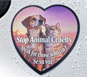 Stop Animal Cruelty Car Magnet - Speak for Those Who Can't, Heart-Shaped Cat & Dog Automotive Decal, UV Resistant, Reusable, No Residue