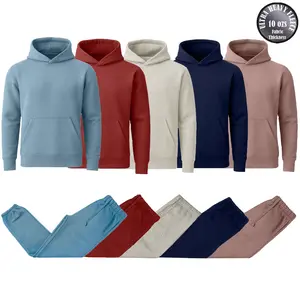 Men’s Heavyweight (10 oz) Soft Fleece Cotton Blend Pullover Hoodie & Sweatpants Jogging Set