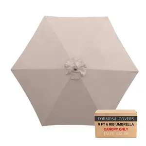 9ft Market Patio Umbrella 6 Rib Replacement Canopy Taupe Outdoor Patio
