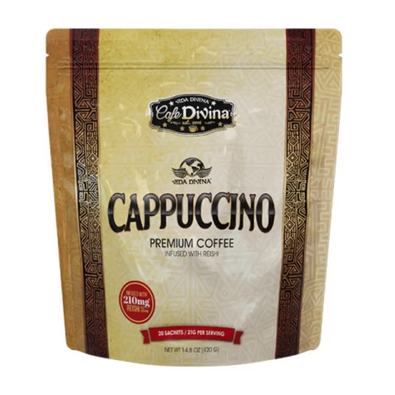 Vida Divina Cappuccino Premium Coffee Infused with Resin 20 Sachets 210mg Caffeine per Serving Beverage