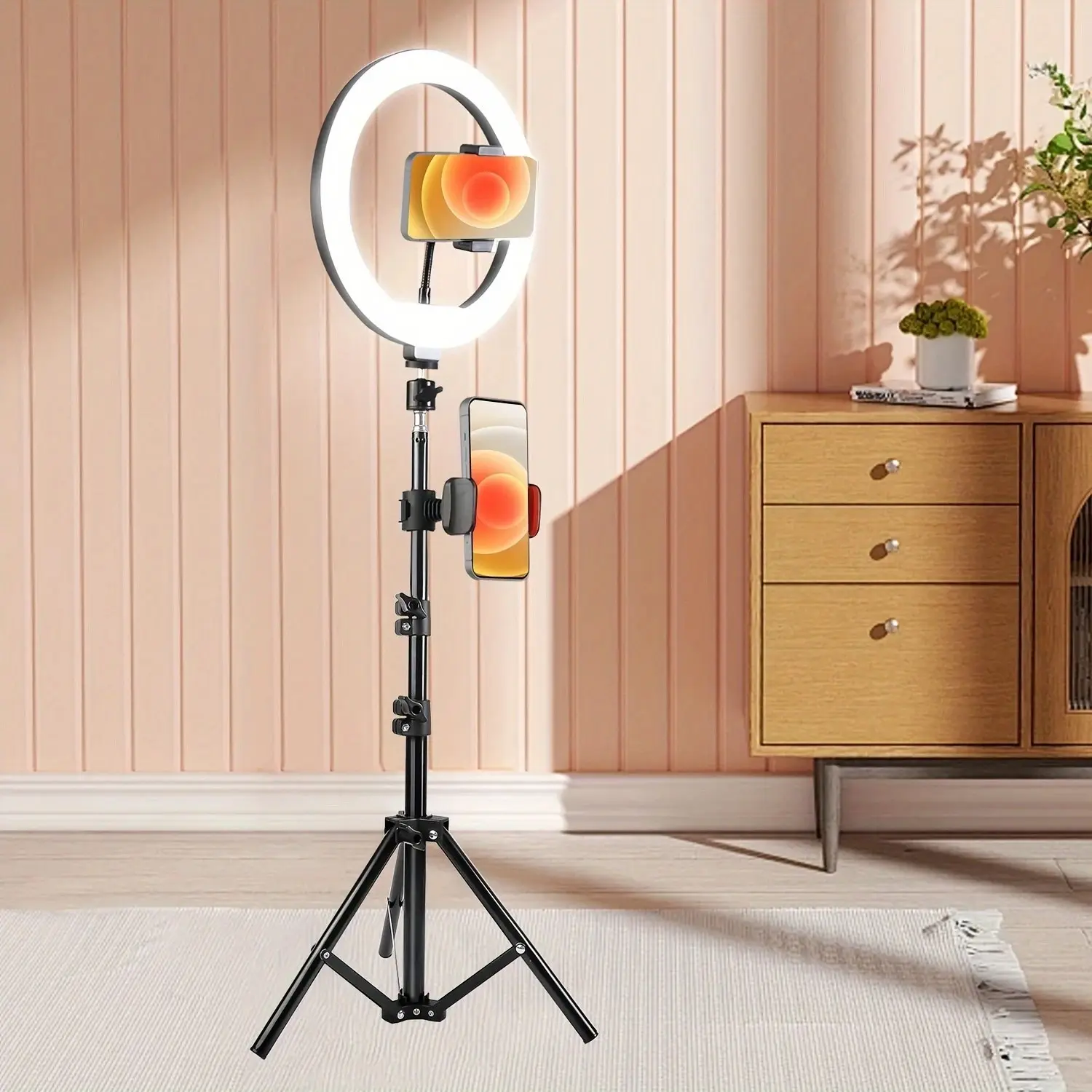 10 Inch Ring Light with Tripod Stand, 1 Set Lamp with Phone Clip & Retractable Tripod & Phone Holder, Dimmable LED Fill Light, Smartphone Vlogging Kit, Suitable for Makeup/Video/Vlogging/Live Broadcast, Smartphone Camera Accessories, Selfie Accessories