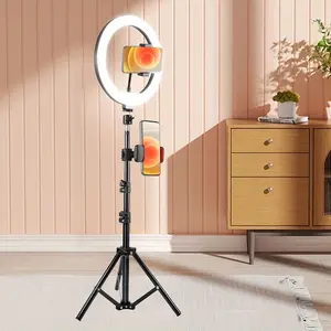 10 Inch Ring Light with Tripod Stand, 1 Set Lamp with Phone Clip & Retractable Tripod & Phone Holder, Dimmable LED Fill Light, Smartphone Vlogging Kit, Suitable for Makeup/Video/Vlogging/Live Broadcast, Smartphone Camera Accessories