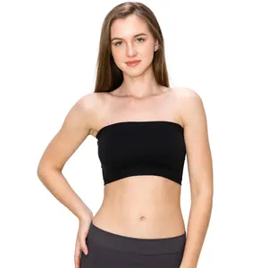 Kurve Seamless Mini Bandeau Tube Top, Made in USA, Lightweight, Stretchy Comfort Nylon Spandex Womenswear Comfortable Everyday Underwear