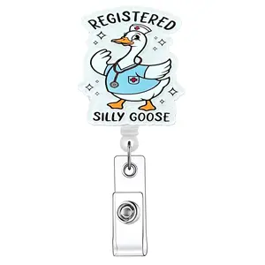 Retractable Badge Reel, Cute Duck Design Badge Holder, ID Holder for Nurses, Doctors, Students & Office Staff, Retractable Badge Scroll, Badge Reels Retractable