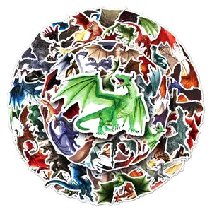 50pcs Random Dragon Pattern Sticker, Waterproof Self Adhesive Decor Paper, Decor Sticker Accessories For Gift Greeting Card Water Bottle Laptop Phone