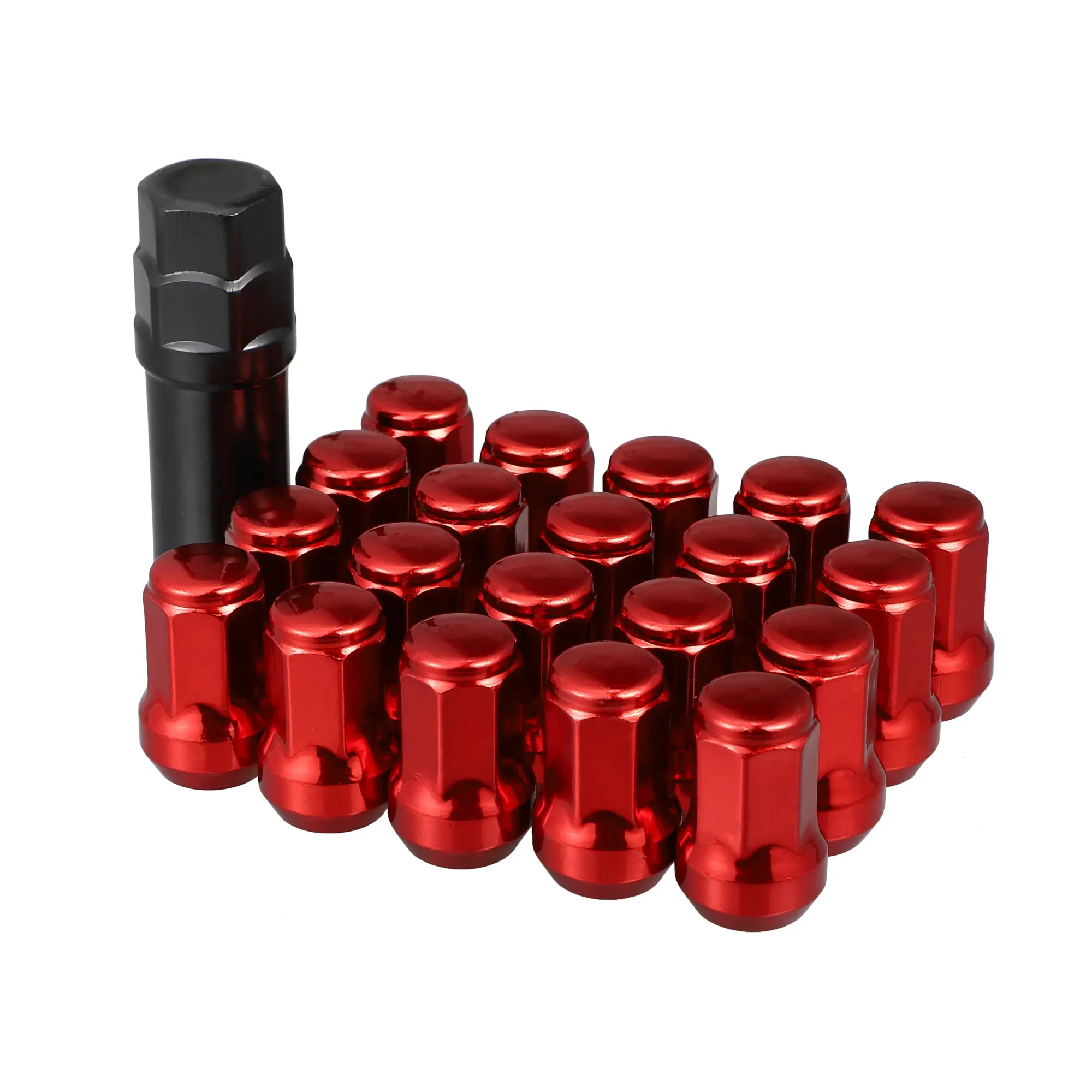 M12 x 1.5 Car Lug Nuts Cone Seat Closed End Bulge Acorn Hex Wheel Nut with Socket Key - Pack of 20